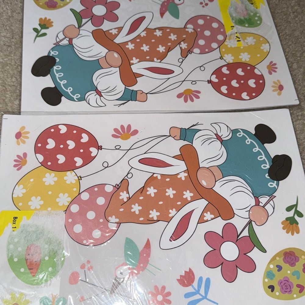 Gnome Easter Window Clings - 9 Sheets Stickers for Glass Windows NIP 2 set - Picture 10 of 10